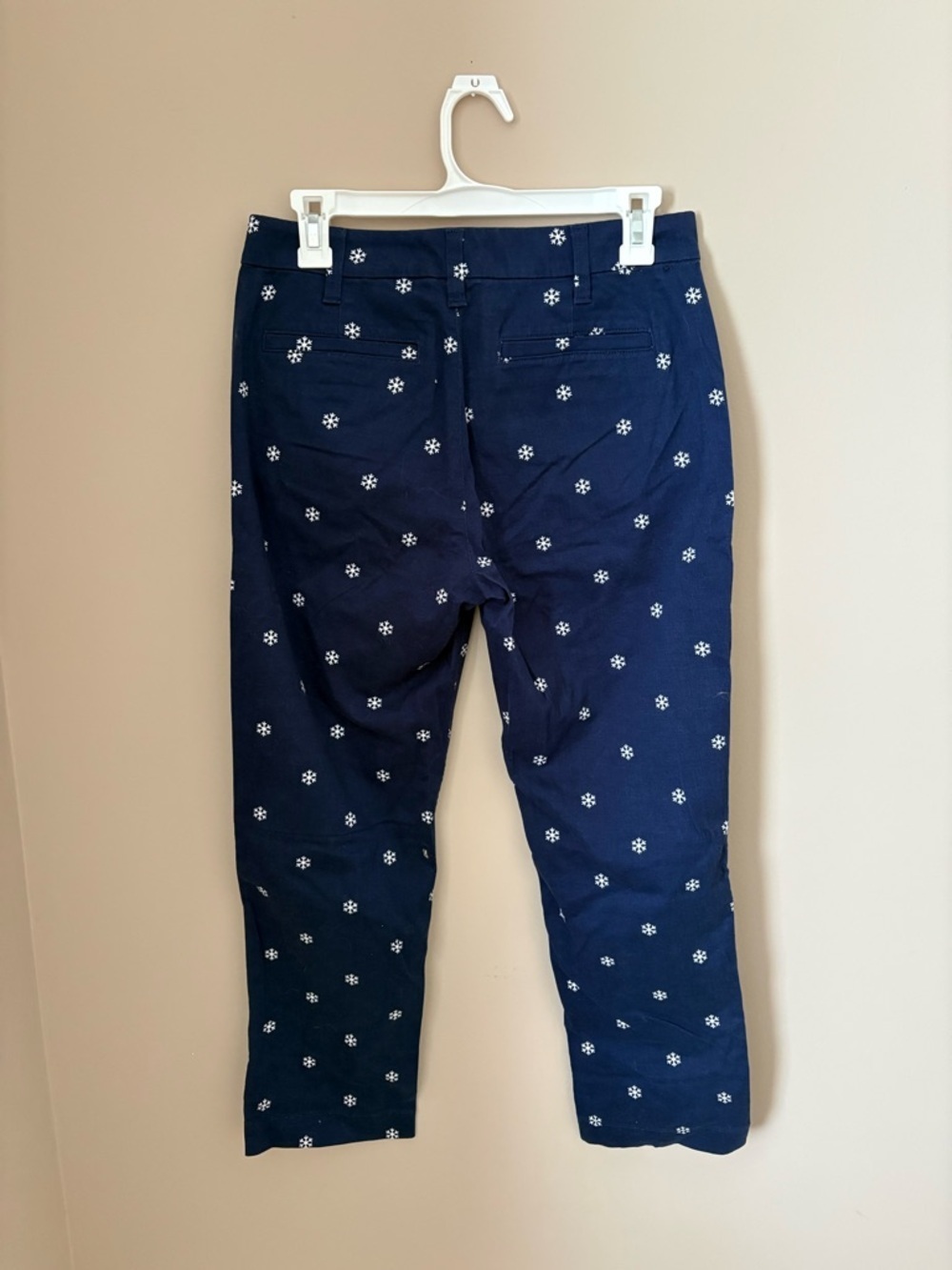 J. Crew High Rise Girlfriend Navy Snowflake- Print Women’s Chinos Pants Size 4P - Picture 5 of 5